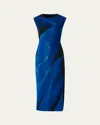 Akris Printed Double-face Wool Midi Dress In Blue