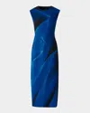 Akris Printed Double-face Wool Midi Dress In Blue