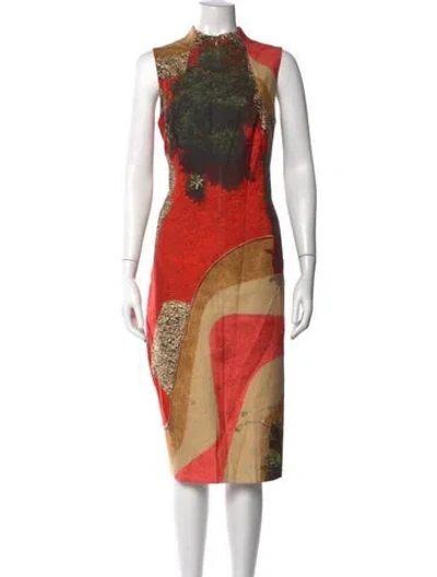 Pre-owned Akris Printed Knee-length Dress In Orange