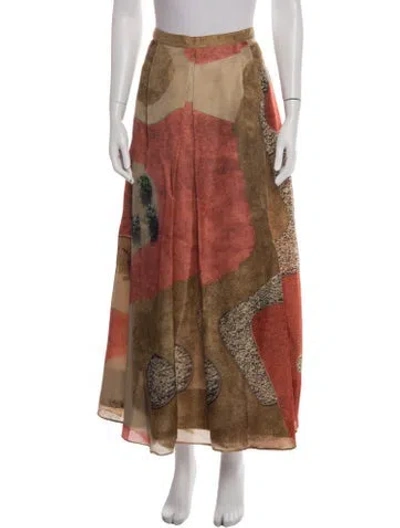 Pre-owned Akris Printed Long Skirt In Neutral