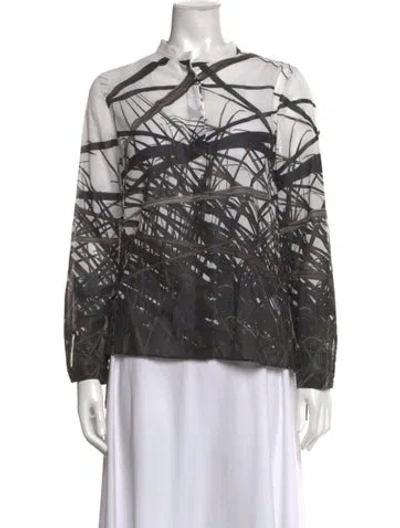 Pre-owned Akris Printed Long Sleeve Blouse In Multi