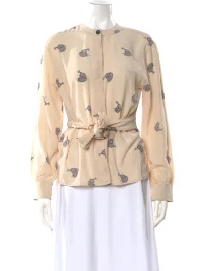 Pre-owned Akris Printed Long Sleeve Blouse In Neutral