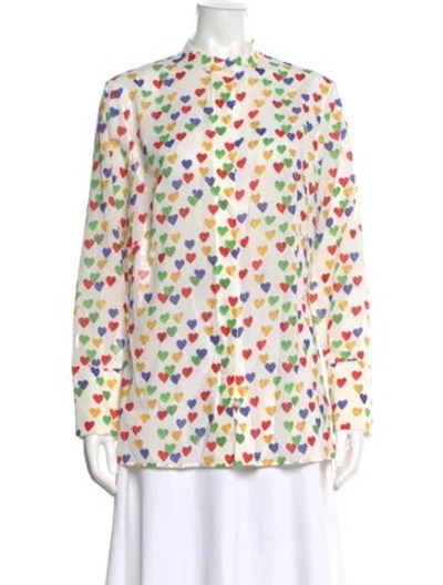 Pre-owned Akris Printed Long Sleeve Blouse In Neutral