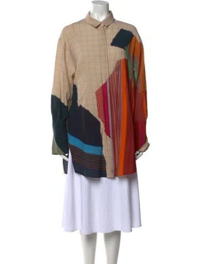 Pre-owned Akris Printed Long Sleeve Tunic In Neutral