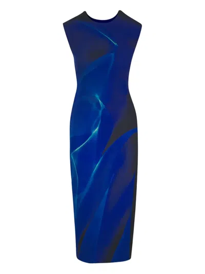 Akris Printed Midi Dress In Blue