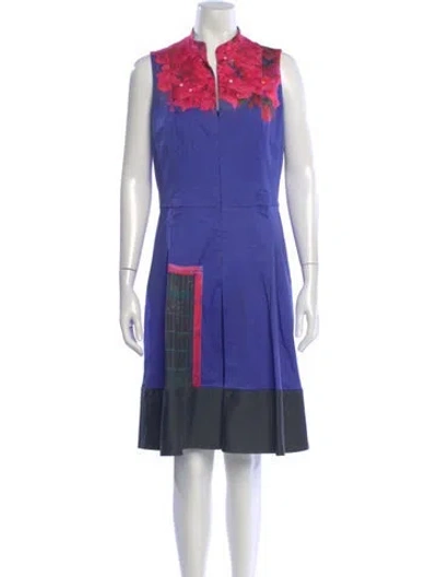 Pre-owned Akris Printed Midi Length Dress In Blue