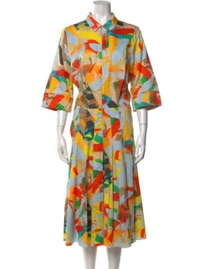 Pre-owned Akris Printed Midi Length Dress In Blue