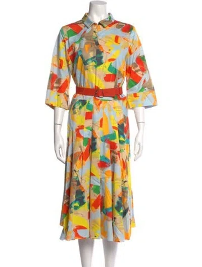 Pre-owned Akris Printed Midi Length Dress In Blue