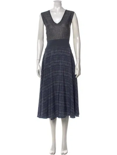 Pre-owned Akris Printed Midi Length Dress In Blue