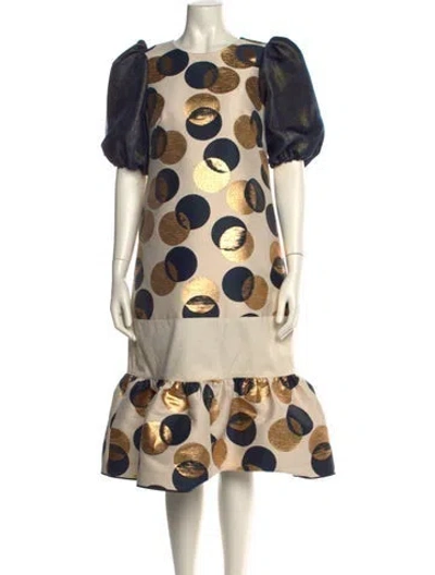 Pre-owned Akris Printed Midi Length Dress In Blue/metallic/neutrals