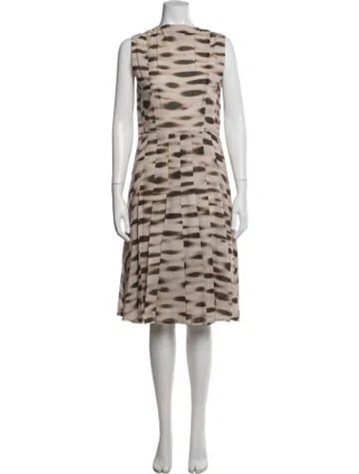 Pre-owned Akris Printed Midi Length Dress In Brown/neutrals