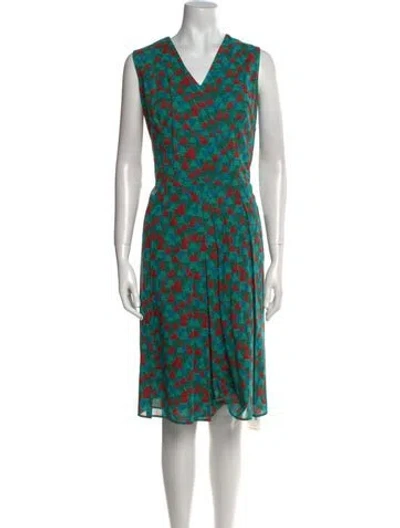 Pre-owned Akris Printed Midi Length Dress In Green