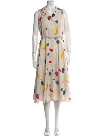 Pre-owned Akris Printed Midi Length Dress In Neutral
