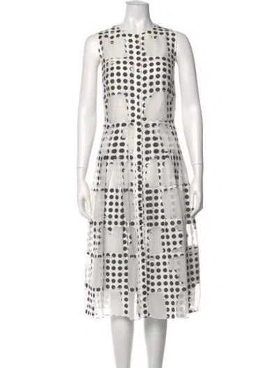 Pre-owned Akris Printed Midi Length Dress In White