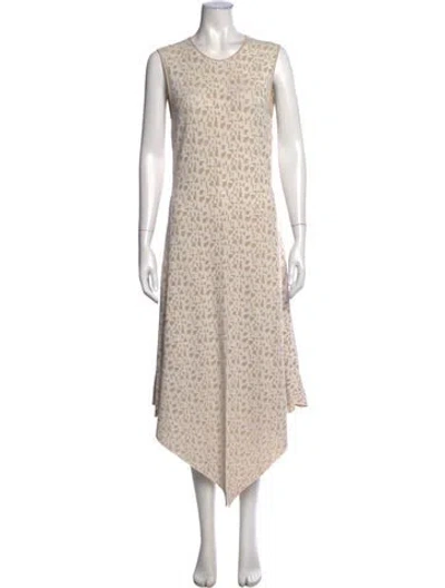 Pre-owned Akris Printed Midi Length Dress In White