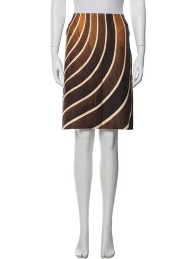 Pre-owned Akris Printed Midi Length Skirt In Brown