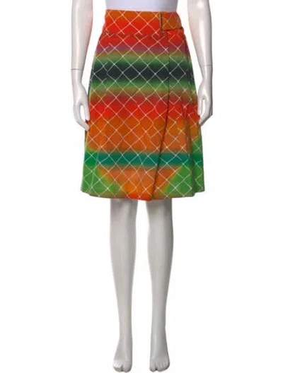 Pre-owned Akris Printed Midi Length Skirt In Orange