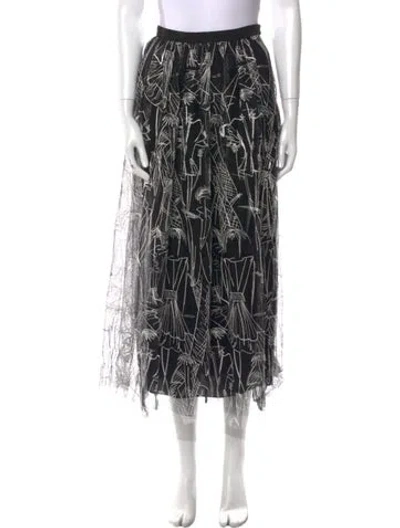 Pre-owned Akris Printed Midi Length Skirt W/ Tags In Black