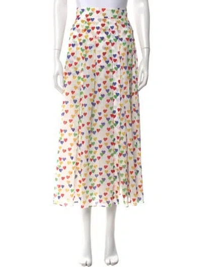 Pre-owned Akris Printed Midi Length Skirt In White