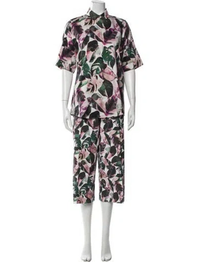 Pre-owned Akris Printed Pant Set In Green