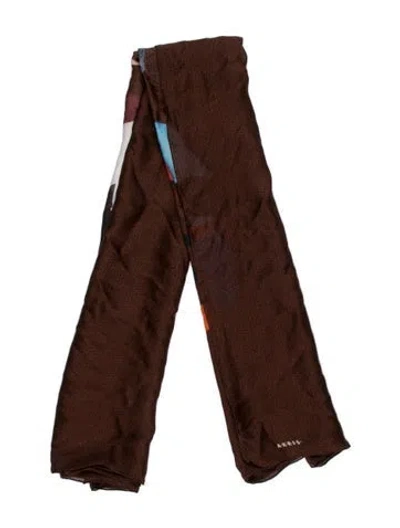 Pre-owned Akris Printed Scarf In Brown