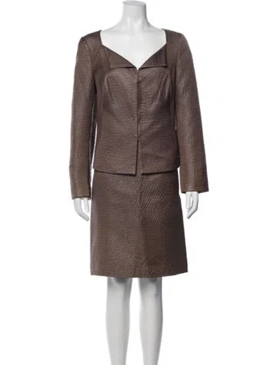 Pre-owned Akris Printed Skirt Set In Brown