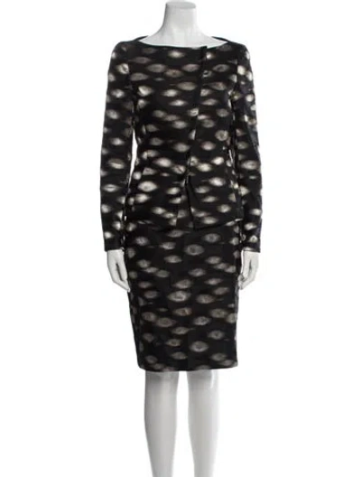 Pre-owned Akris Printed Skirt Suit In Black