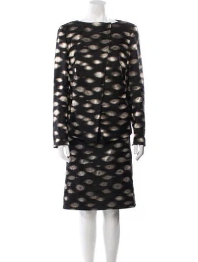 Pre-owned Akris Printed Skirt Suit In Black