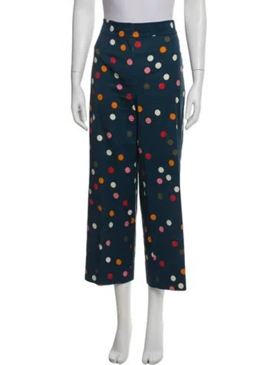 Pre-owned Akris Printed Straight Leg Pants In Blue