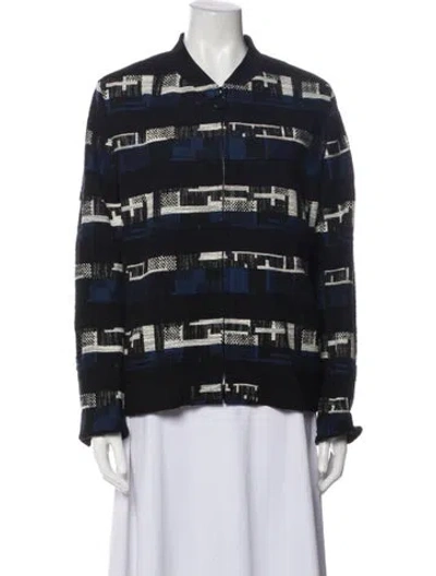 Pre-owned Akris Printed V-neck Sweater In Blue