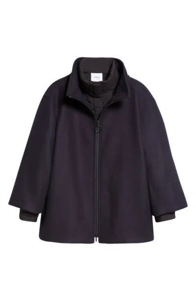 Akris Punto 2-in-1 Felted Wool Blend Car Coat In Navy-black