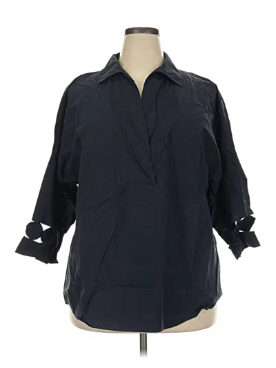 Pre-owned Akris Punto 3/4 Sleeve Button Down Shirt In Black