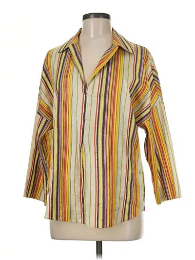 Pre-owned Akris Punto 3/4 Sleeve Button Down Shirt In Yellow