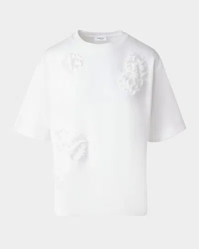 Akris Punto 3d Carnation Applique Short-sleeve Cotton Jersey T-shirt In Cream