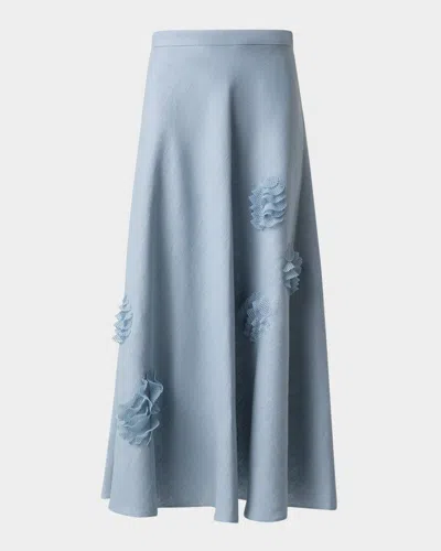 Akris Punto 3d Carnation Raw Linen Midi Skirt In Sky