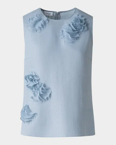 Akris Punto 3d Carnation Raw Linen Sleeveless Top In Sky