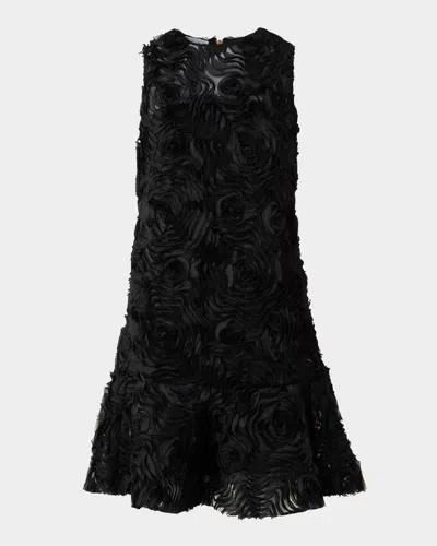 Akris Punto 3d Carnation Tulle Embroidered Sleeveless Dress In Black