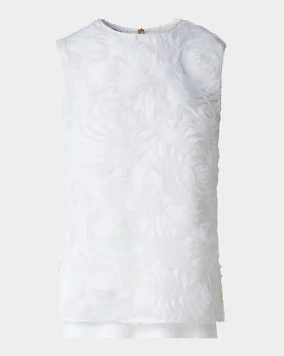 Akris Punto 3d Carnation Tulle Embroidery Sleeveless Blouse In Cream
