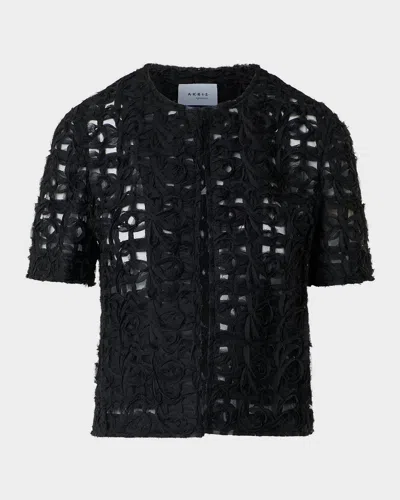 Akris Punto 3d Embroidered Mesh Short Jacket In Black