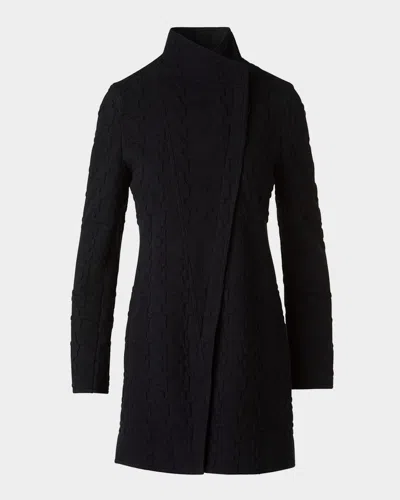Akris Punto 3d Houndstooth Jersey Long Jacket In Black