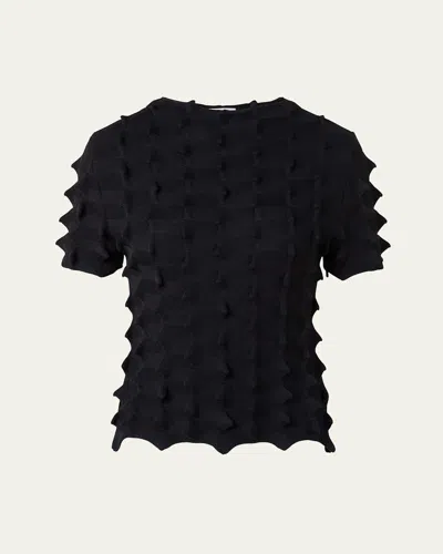 Akris Punto 3d Sail Knit Short-sleeve Sweater In Black