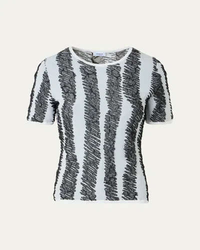 Akris Punto 3d Scribble Jacquard Knit Short-sleeve Sweater In Gray