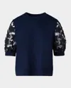 Akris Punto 3d Star Embroidered Short-sleeve Knit Sweater In Ink