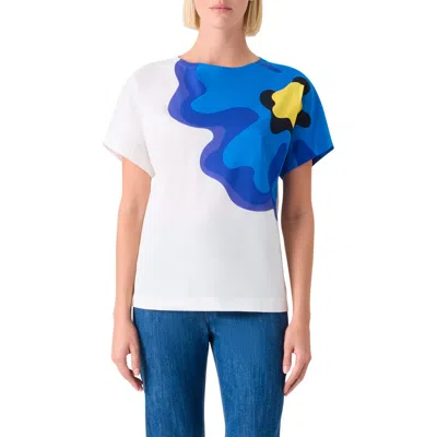 Akris Punto Abstract Floral Cotton Top In Multi