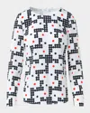 Akris Punto Alice Dot Grid Crepe De Chine Blouse In White