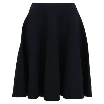 Akris Punto A-line Midi Skirt In Navy Blue Wool In Black