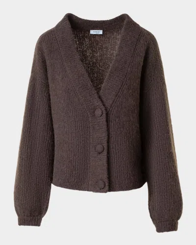 Akris Punto Alpaca Knit V-neck Cardigan In Brown