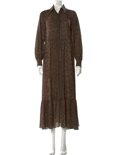 Pre-owned Akris Punto Animal Print Long Dress In Brown