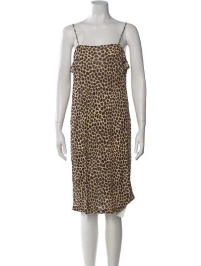Pre-owned Akris Punto Animal Print Midi Length Dress In Brown
