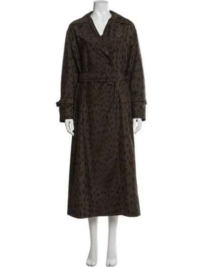 Pre-owned Akris Punto Animal Print Trench Coat W/ Tags In Brown